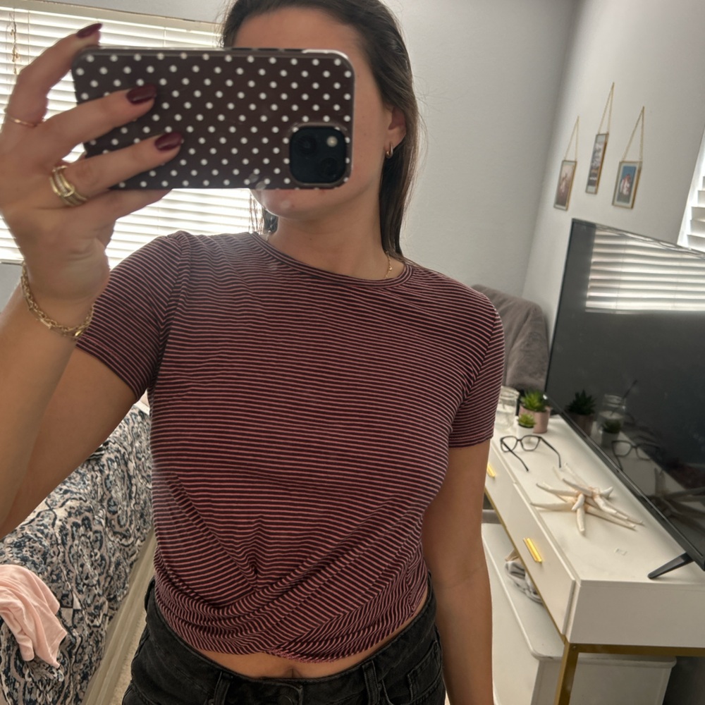 Zara Burgundy Striped Tee